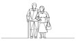 © muhammad - Elderly couple standing together continuous line art vector illustration for family and relationship
