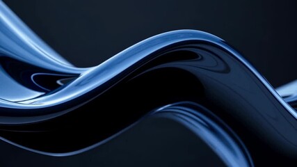 Wall Mural - Abstract video concept featuring smooth, flowing blue curves against a dark background, captured from a low-angle perspective for a dynamic effect.