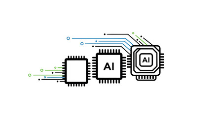 Wall Mural - AI microchips with circuit connections vector illustration for artificial intelligence technology is