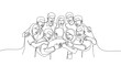 © muhammad - Continuous line drawing of people hugging unity and support concept vector illustration
