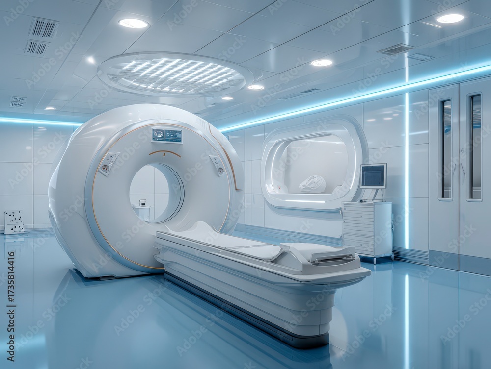 Modern Medical Imaging Room with Advanced CT Scanner and Clean ...