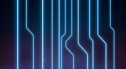 Dynamic neon light circuits create a futuristic digital network design for technology concepts