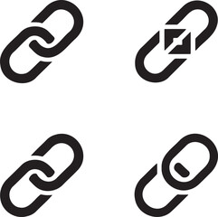Minimalist Chain Link Icon Set – Black Connection Symbols in 2x2 Grid Design 