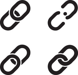 Minimalist Chain Link Icon Set – Black Connection Symbols in 2x2 Grid Design 
