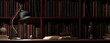 © Aira - Dark study with antique bookshelves and a vintage desk lamp