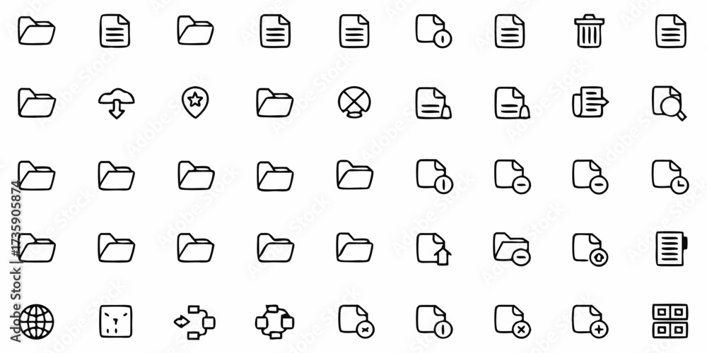 Crowded Files Icon Vector collection of various file and folder icons including document ...