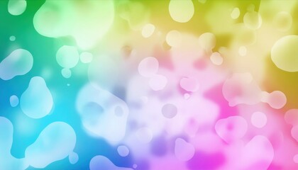 Wall Mural - vibrant abstract rainbow bubbles float on soft pastel blur background with airy glow and fluid color transitions ideal for modern wallpaper or banner copy space in digital design