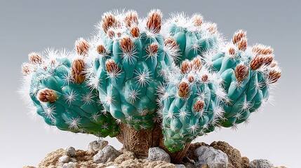 Spiky green cactus with vibrant blossoms high resolution image