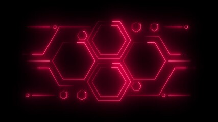 Glowing neon hexa HUD technology icon animation. Neon business gear icon concept animated on black background. 4k video
