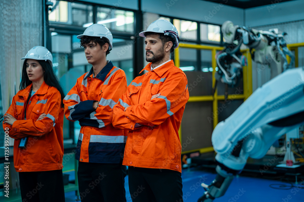 Robotics Programmer Occupation Portrait of Robotics engineers working with Programming and ...