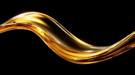 Wall Mural - Smooth and Elegant Golden Liquid Wave Flowing Gracefully on a Black Background for Creative Design Projects or Abstract Art Concepts