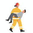 © Rizki - Firefighter carrying a person to safety during an emergency