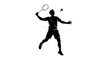 © logo master - Dynamic badminton player in action silhouette, sports illustration for athletic brands and fitness campepsgns, representing speed and skill