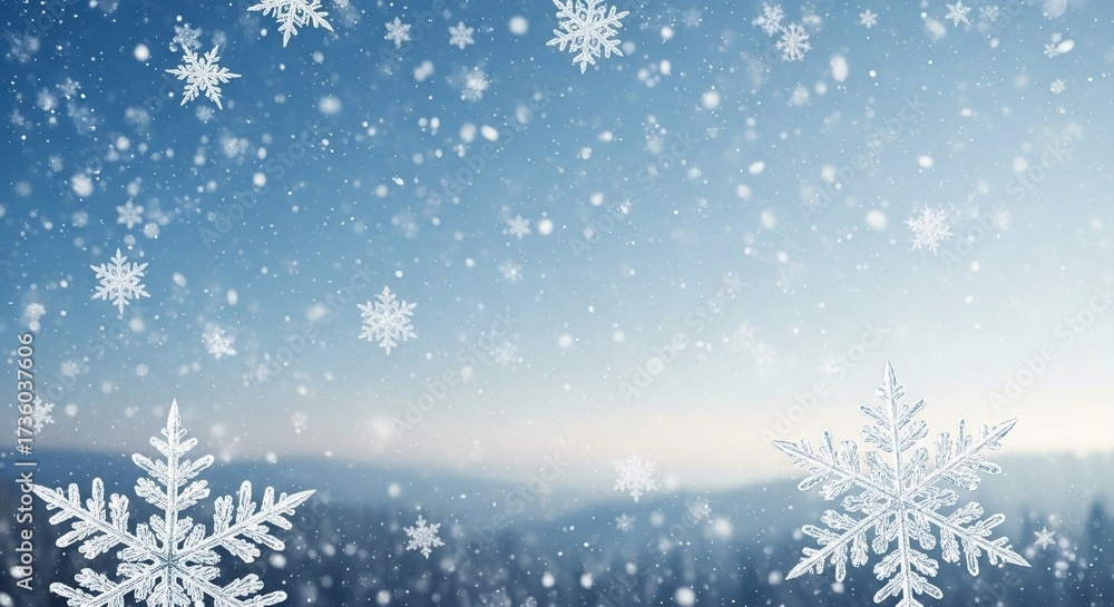 Winter Wonderland A Serene Landscape of Snowflakes Falling in a Peaceful Snowy Scene