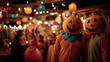 © OHMAl2T - Colorful Halloween Night Party with Glowing Pumpkins and Fun Costumes
