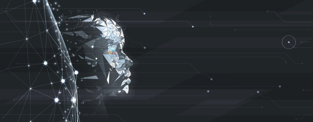 Abstract particles network and artificial intelligence background