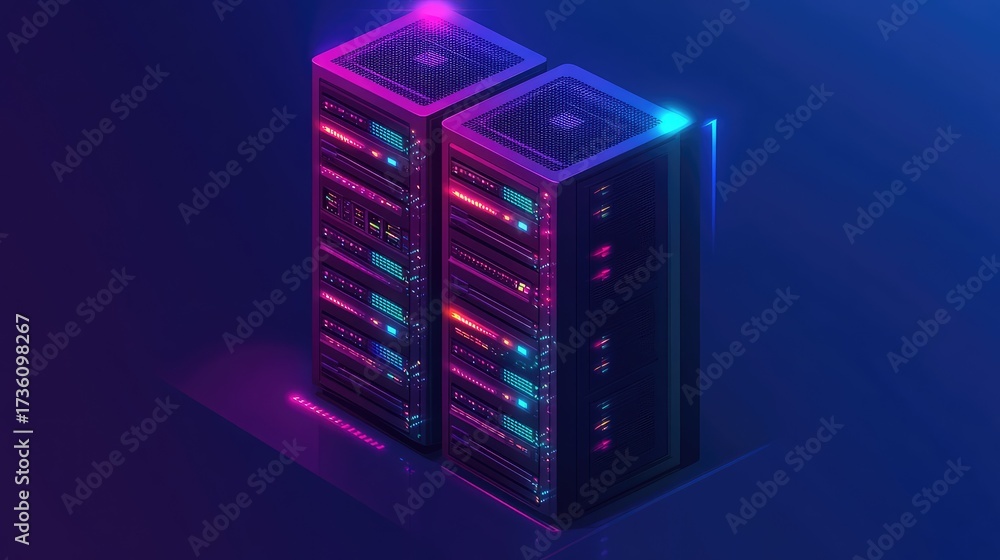 Data Processor Rack Data center server racks processing cloud computing data Stock ...