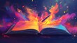 © PikePicture - Open book radiating colorful creative energy with pen