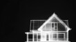 © PikePicture - Wireframe house blueprint displaying architectural design concept