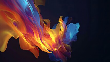Canvas Print - Flowing colorful waves moving dynamically against dark background