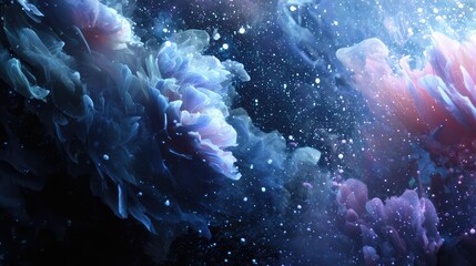 Wall Mural - Cosmic nebula flowers creating abstract glowing universe art
