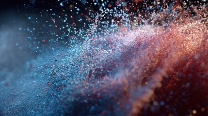 Wall Mural - Blue and red powder particles colliding creating explosion