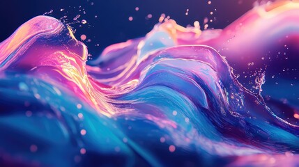 Canvas Print - Abstract liquid wave glowing with vibrant neon colors