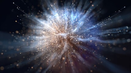 Wall Mural - Abstract particles exploding connecting and radiating light