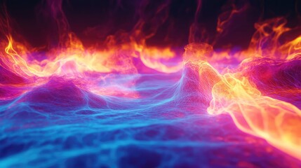 Wall Mural - Abstract energy waves creating vibrant fire and ice contrast