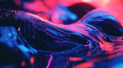 Canvas Print - Liquid neon ripples creating vibrant abstract background