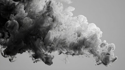 Wall Mural - Black and white ink mixing in water