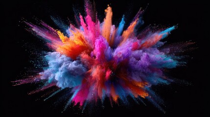 Wall Mural - Colorful powder exploding creating abstract vibrant dust cloud