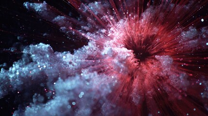 Wall Mural - Cosmic explosion creating colorful abstract particles and nebula