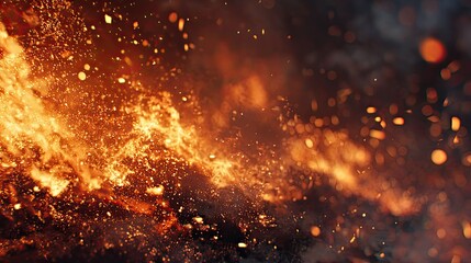 Wall Mural - Abstract fire explosion throwing burning sparks and embers