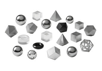 Geometric shapes collection isolated on transparent background