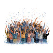 © Kaleem - Diverse group celebrating with confetti isolated on transparent background