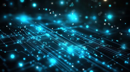 Cybersecurity network with glowing lines and digital elements