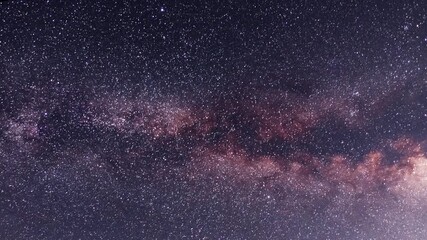Wall Mural -  Starry sky timelapse background. Beautiful night sky with Milky Way galaxy on dark sky.