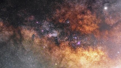 Wall Mural -  Starry sky timelapse background. Beautiful night sky with Milky Way galaxy on dark sky.