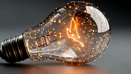 Wall Mural - Abstract Light Bulb with Glowing Network Design