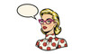 © Wisnu505 - A retro illustration of a woman with blonde hair, wearing glasses, and a thought bubble.