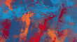 © Design - Abstract expressionist painting with bold brushstrokes in vibrant blue and orange hues