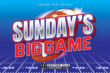 Wall Mural - American Football typography editable text effect 3d style. Sundays Big Game text effect sport vector template 