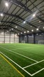 © PixelVerseStudio - Indoor soccer arena with bright lights and artificial turf field