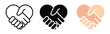 © MKIN - Handshake icon in heart shape. Shaking hand representing partnership, trust, friendship, teamwork and more. Transparent PNG and vector