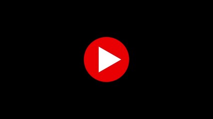 play icon, video play icon for website and mobile design animation on black background. glowing play button animation. Press to play. On black background .Video, play button icon animation