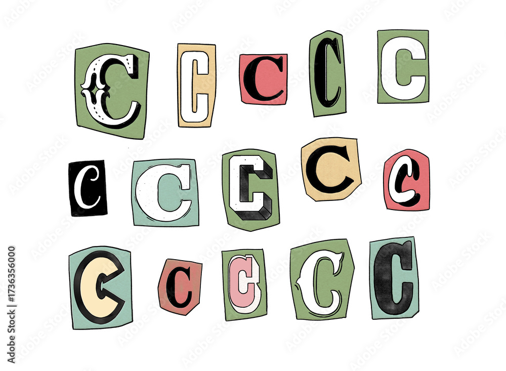 cutout C letters for collage design Stock Illustration | Adobe Stock