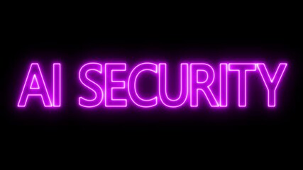AI Security text animation. neon Glow Text Effect with Word AI Security. AI Security Neon Light Text Effect on Black Background