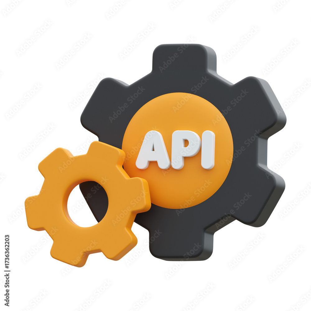Api Configuration Illustration with Orange and Black Gears on a ...