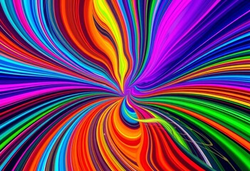 Wall Mural - Dynamic swirling lines create vibrant, colorful abstract vector art,  hue,  gradient
